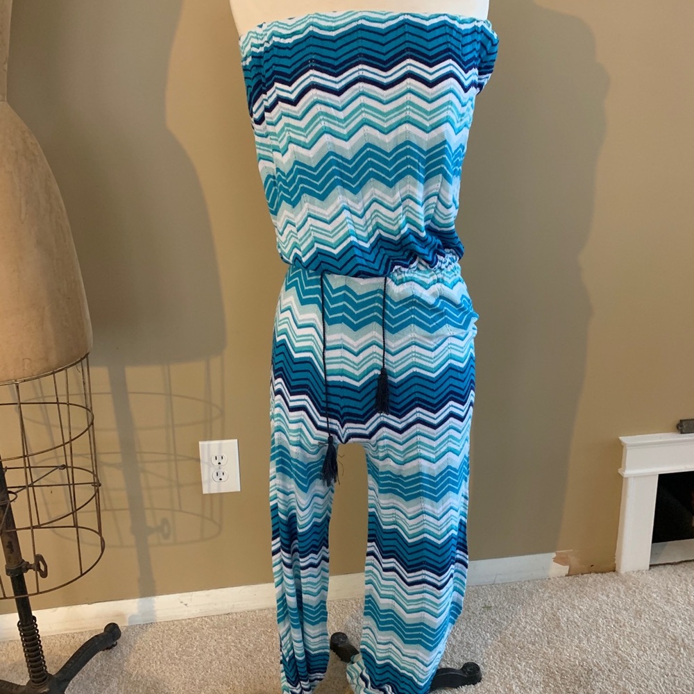 blue stripe jumpsuit